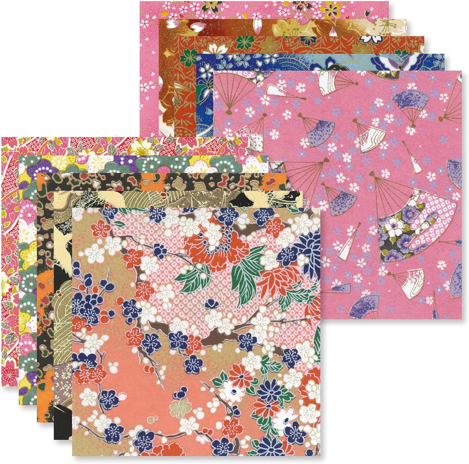 Origami Paper Kit 50 Sheets 6 Inch Square Double Sided Color 10 Vivid Sakura Washi Chiyo Colors for Hand Crafts Origami Paper Arts Creativity.Cherry Blossoms - Crafty Corner