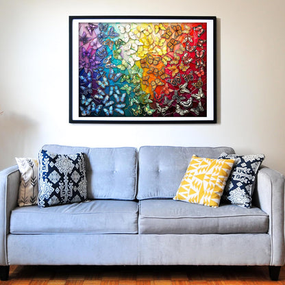 Think2Master Colorful Rainbow of Butterflies & Stained Glass 1000 Pieces Large Format Jigsaw Puzzle for Kids 12+, Teens, Adults & Families. Beautiful Vibrant Illustration Artwork Size: 26.8” X 18.9”