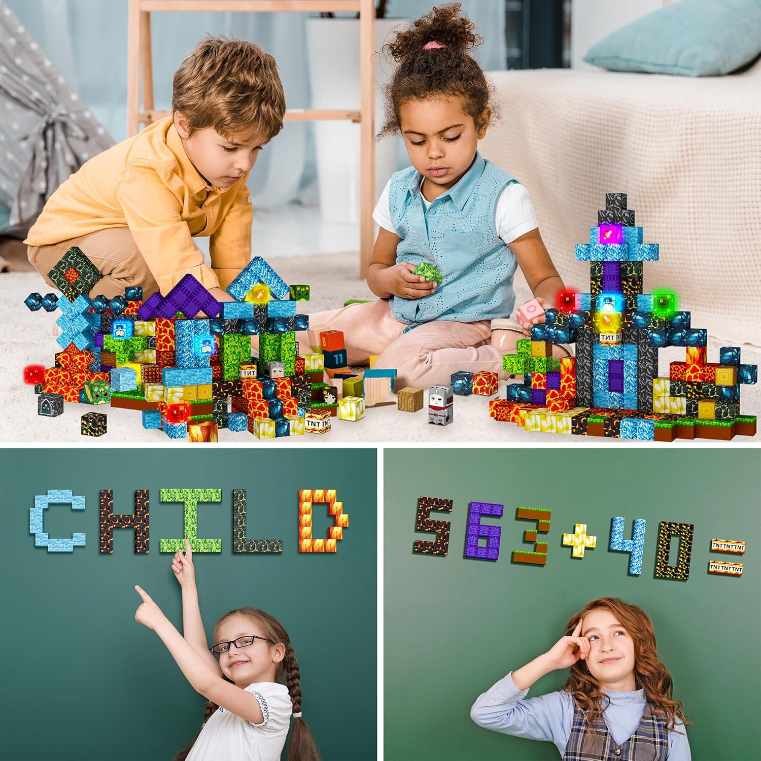 Magnetic Blocks 208 PCS Magnetic Building Blocks Cubes Gift Set for Boys and STEM Learning Preschool Learning Construction Toys - Crafty Corner