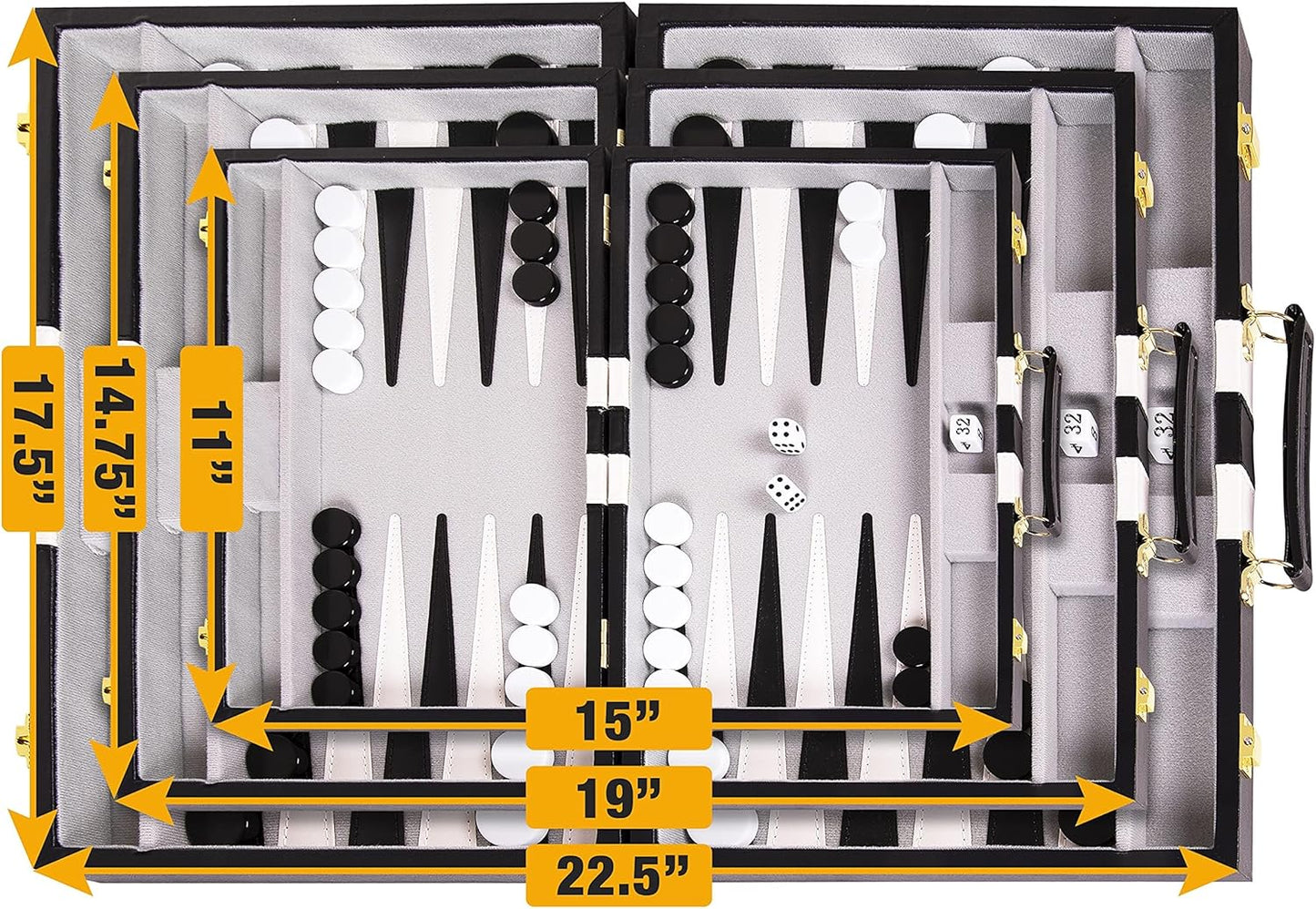 Backgammon Sets for Adults with Premium Leather Case | Classic Travel Backgammon Set for Adults and Kids with Strategy & Guide | 11 Inches | Small | Black