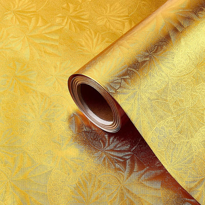 Jecery Embossed Floral Foil Paper Metallic Wrapping Paper Colored Foil Sheets for Crafts Scrapbook Florist Cake Board Cake Drums Christmas Party Gift Wrapping, 15.7 Inch 46 ft(Gold)