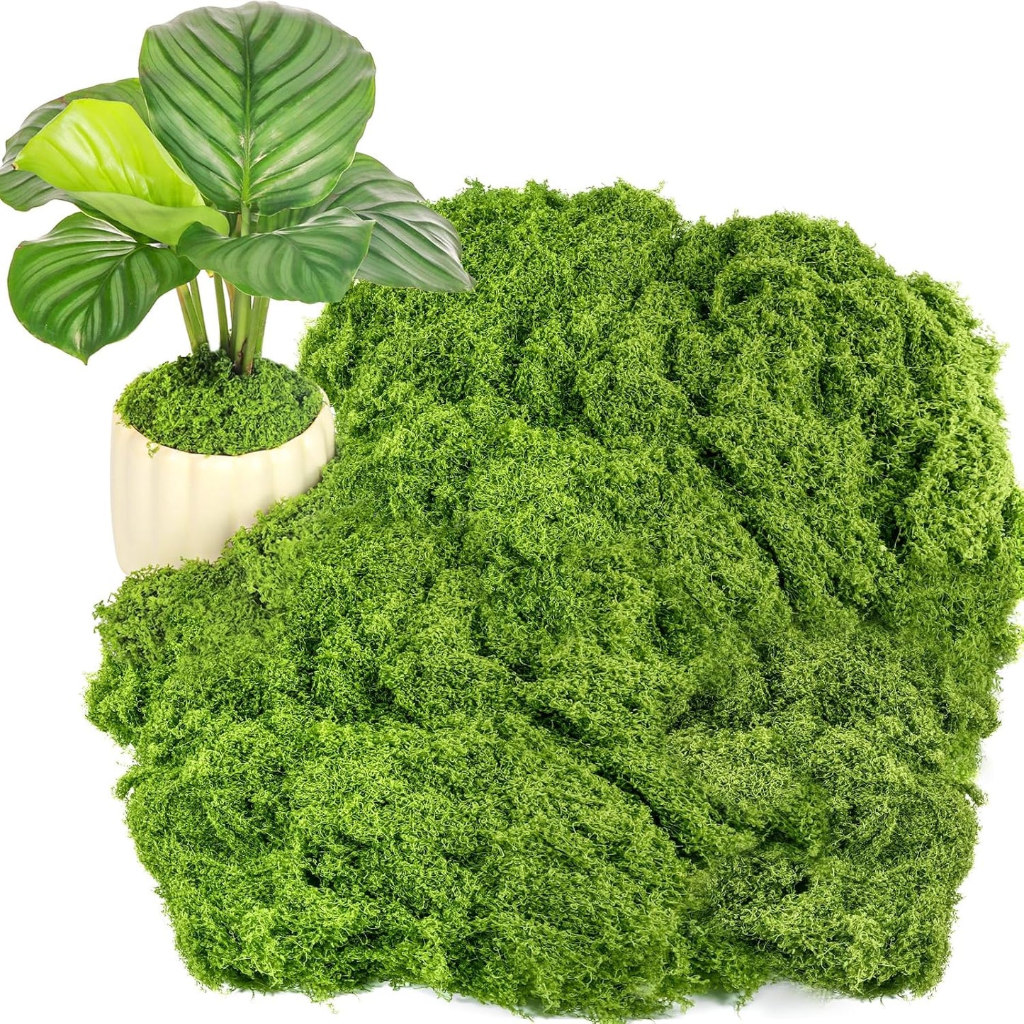 Draupnir Fake Green Moss for Potted Plants, 10.6OZ Fake Moss for Plants Indoor,Faux Moss for Crafts Artificial Moss Decor, DIY Decorative Moss for Fairy Garden Glass Containers Wedding (300g) - Crafty Corner