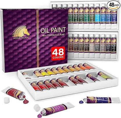 MyArtscape Artist Paint Oil Paint Set - 12ml x 48 Tubes Art Paints - Lightfast - Heavy Body Oil Painting Supplies for Adult Paint Set and oil painting for beginners