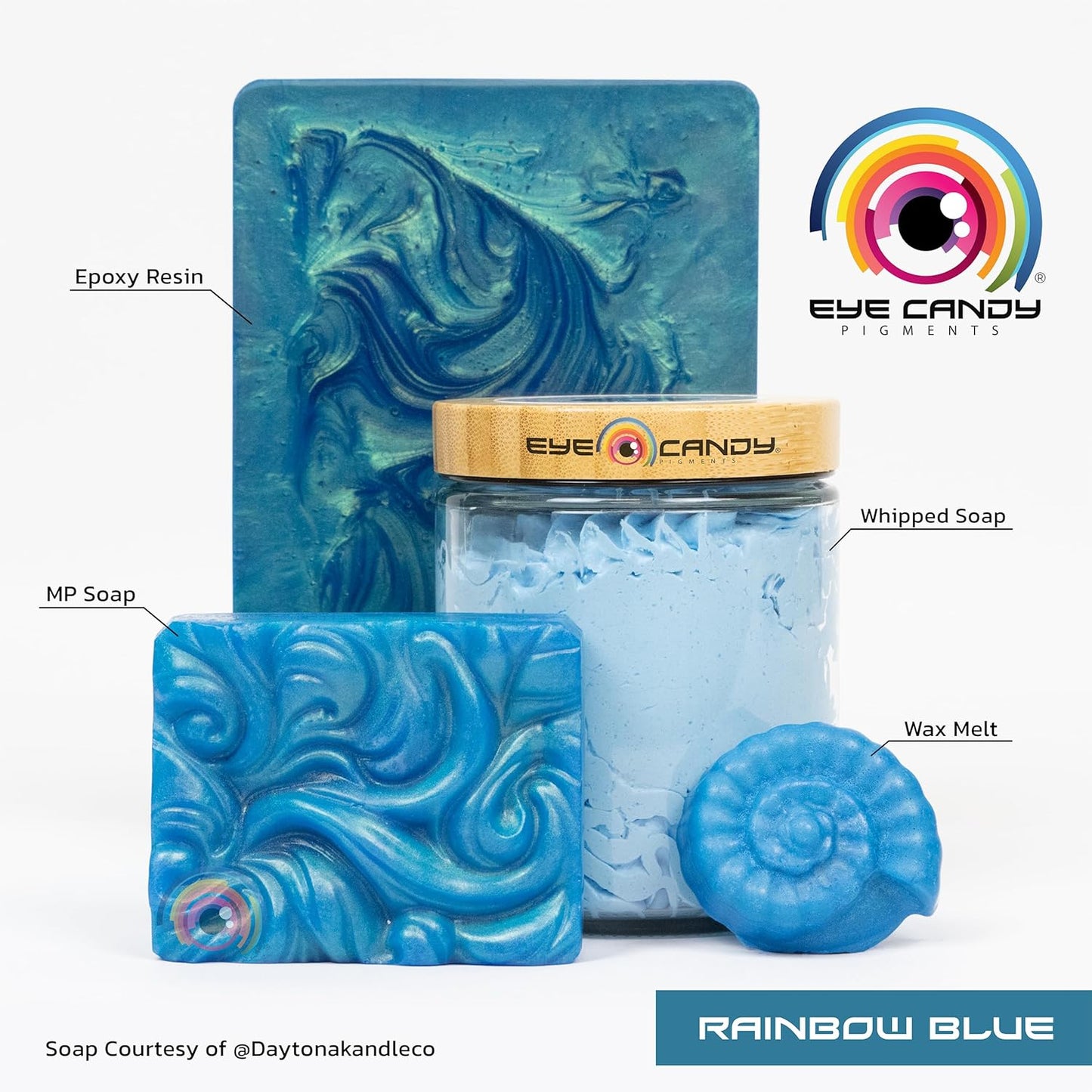Eye Candy Mica Powder Pigment “Rainbow Blue” (50g) Multipurpose DIY Arts and Crafts Additive | Woodworking, Epoxy, Resin,Natural Bath Bombs, Paint, Soap, Nail Polish, Lip Balm