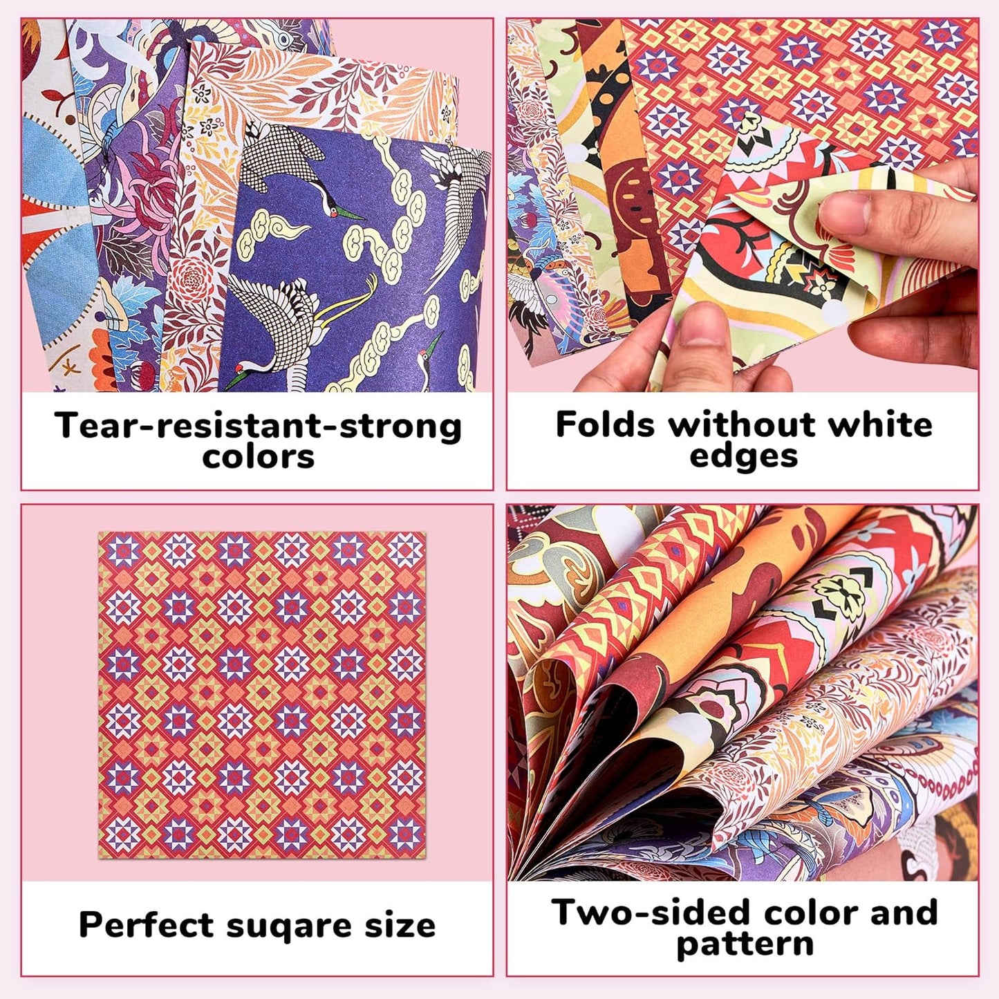 Ethnic Patterns Origami Paper - 50 Sheets 6x6 Inches - Double-Sided Traditional Cultural Art Colored Folding Paper for Adults, Artists & Kids - Ideal for Scrapbooking, Card Making and DIY Crafts - Crafty Corner