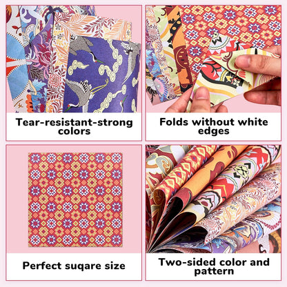 Ethnic Patterns Origami Paper - 50 Sheets 6x6 Inches - Double-Sided Traditional Cultural Art Colored Folding Paper for Adults, Artists & Kids - Ideal for Scrapbooking, Card Making and DIY Crafts - Crafty Corner