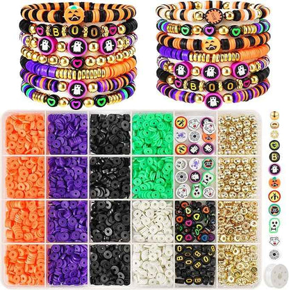 Gionlion 3500 Pcs Halloween Beads for Bracelets, Clay Beads Bracelet Making Kit Halloween Decorations Charms Jewelry Making, DIY Crafts for Gifts Party Favors