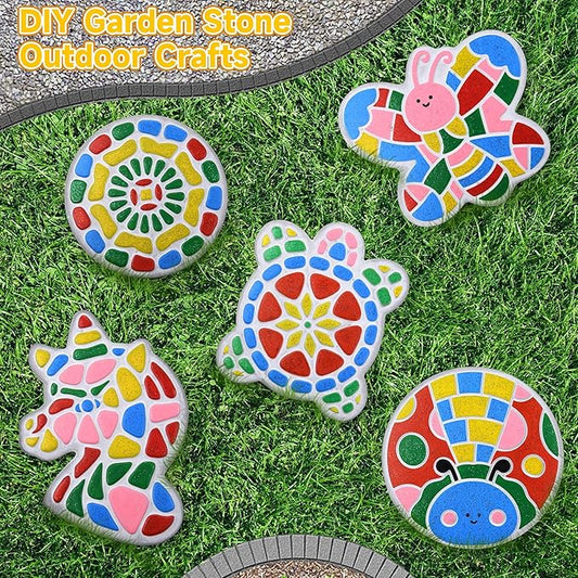 Chiozgi Stepping Stones Painting Kit for Kids, Crafts for Kids Ages 4-8, DIY Garden Stone Outdoor Crafts Paint Your Own Arts and Crafts, Perfect Keepsake, Birthday Party Idea for Children