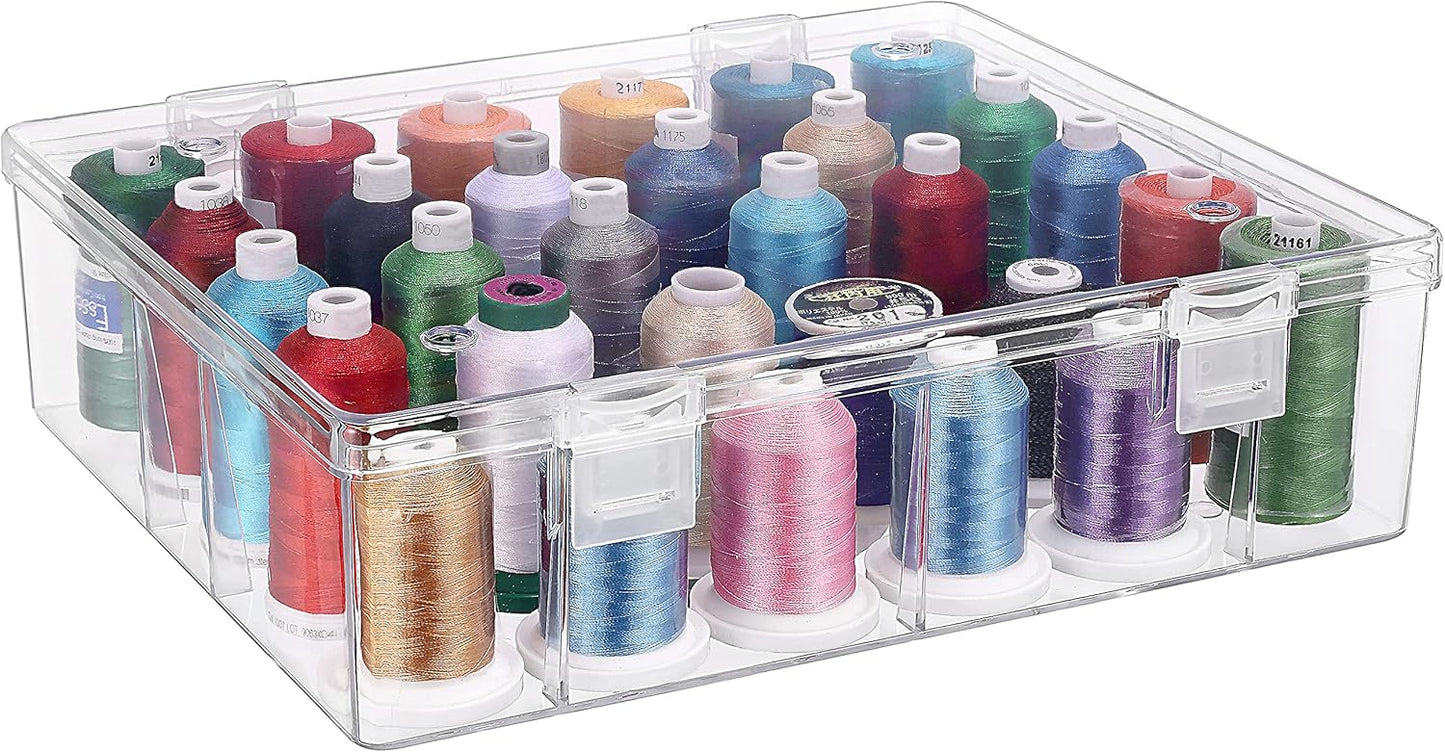 New brothread Pack of 2 Tall and Clear Storage Box/Organizer for 2x30 Home Embroidery&Cotton Thread Spools Compatible with Tall Thread Spools from Isacord/Floriani/Madeira/Glide/RA/Connecting Thread