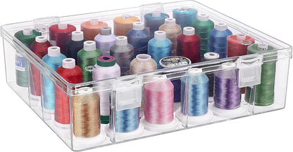 New brothread Pack of 2 Tall and Clear Storage Box/Organizer for 2x30 Home Embroidery&Cotton Thread Spools Compatible with Tall Thread Spools from Isacord/Floriani/Madeira/Glide/RA/Connecting Thread