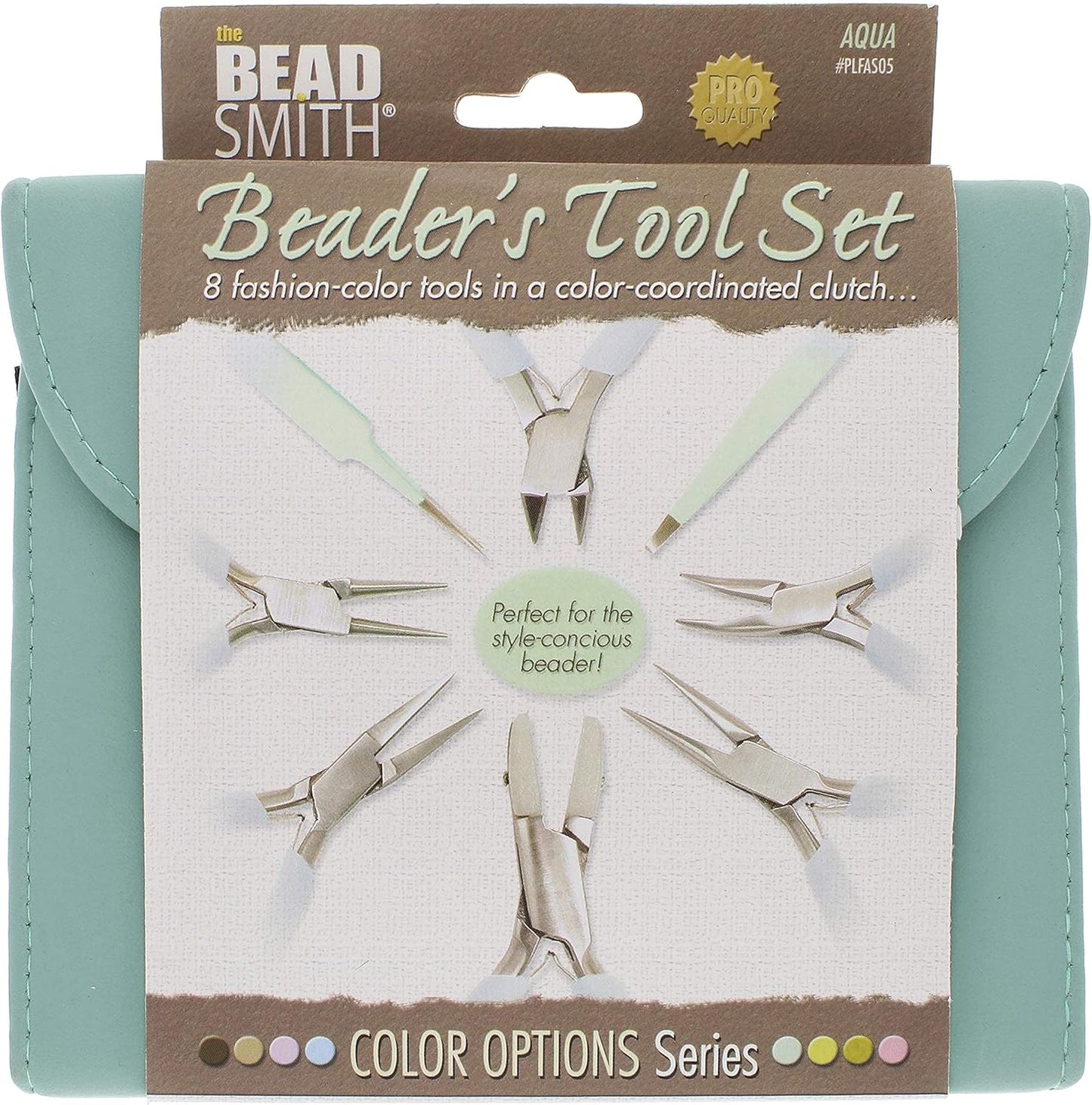 The Beadsmith Fashion Color Pliers – Set of 8 Slimline Color-Coordinated Tools – Matching Clutch in Aqua – Jewelry Making Supply Kit to Create Necklaces, Bracelets, Earrings & More - Crafty Corner