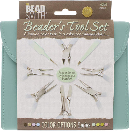 The Beadsmith Fashion Color Pliers – Set of 8 Slimline Color-Coordinated Tools – Matching Clutch in Aqua – Jewelry Making Supply Kit to Create Necklaces, Bracelets, Earrings & More - Crafty Corner