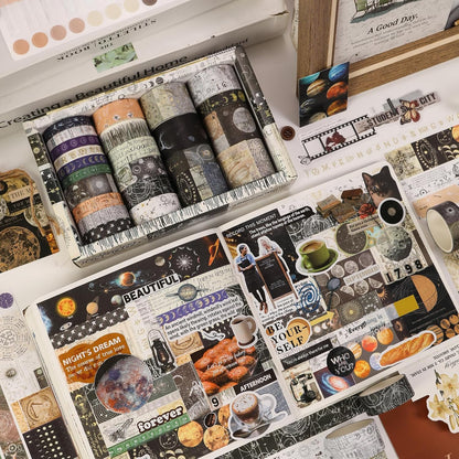 Vintage Washi Tape Set - 24 Rolls Arts Adhesive Tapes Assorted Retro Decorative Masking Tape Sets for Craft, Kids, Scrapbook, DIY, Gift Wrapping (11-Celestial Dreams)