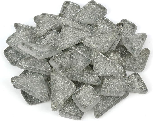 Milltown Merchants™ Gray Glitter Mosaic Tile Pieces - Bulk Silver Sparkle Mosaic Tiles - 3 Pound (48 oz) Shimmer Tile Assortment for Backsplash, Murals, Stepping Stones, and Mosaics