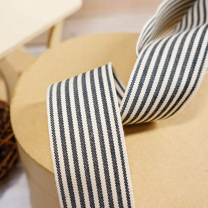 CT CRAFT LLC Ivory Cotton Black Stripes Ribbon 1.5" x 10 Yards for Home Décor Gift Present Wrapping DIY Crafts Birthday Wedding Bouquet Christmas - Crafty Corner