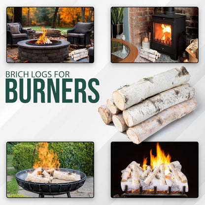 17 Inch Natural Birch Logs - Decorative Dried Birch Wood Logs for Fireplace, Wedding Centerpieces - Unfinished Wood DIY Crafts, & Home Décor - Birch Log Bundle for Indoor Display (6 PCS) (2.5"-4" DIA)