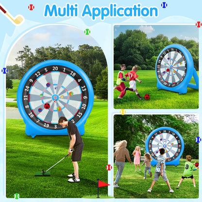 6FT Inflatable Dartboard, Giant Kick Darts Soccer Darts Golf & Throw Dart with Air Pump, Giant Outdoor Games, Blow up Soccer Dart for Yard Party Large Dartboard for Kids & Adults 20+Games