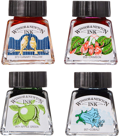 Winsor & Newton Collection Drawing Ink Set, Vibrant Tones, 0.5, Set of 4 - Crafty Corner