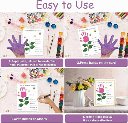 10 Pack Mothers Day Flower Handprint Art Greeting Cards for Mom from Daughter Son Husband Teacher, Baby Handprint Kit, Mothers Day Crafts for Class Family Kindergarten, Mom Birthday Gifts