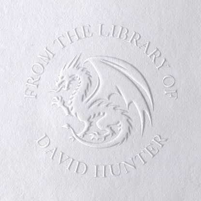 Dragon Book Embosser, Custom Round Library Book Embosser, Fantasty Fiction Dragon Ex Libris Embosser, Gift for Book Lover | Black or Pink Embosser (Dragon #3)