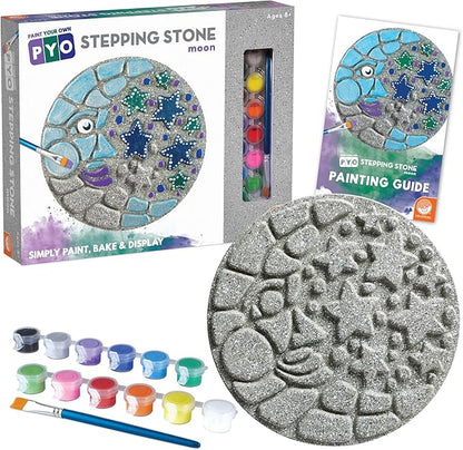 MindWare Paint Your Own Stepping Stone Kit - Mosaic Moon and Stars - Kits Include Paint and Brushes -