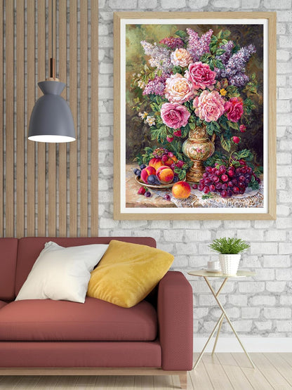 Moohue 14ct Counted Stamped Cross Stitch Kits for Adults Flowers Printed Cross Stitch Patterns Art Crafts Cross Stitch Supplies (Flowers 10)