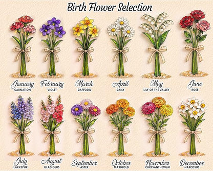 vinatimes Personalized Birthday Gift for Women, Mom Birth Flower Frame, Custom Mum Definition Art Craft Family Keepsake, Gifts for Mothers Day, Grandma, Nana, Nini Gifts, Decorative Sign for Home