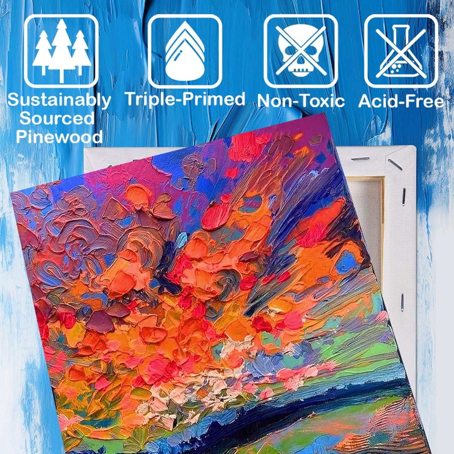 Stretched Canvases for Painting with 4x4 Inch, 6x6 Inch, 8x10 Inch, 3 Packs Pinting Blank Canvases for Acrylics,Oils & Other Painting Media, 5/8 Inch Profile 100% Cotton Artist Framed Canvas