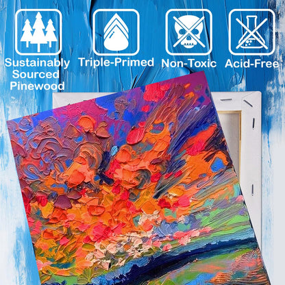 32 Packs Professional Stretched Canvas for Painting, Blank Canvas Art with 5 * 7in, 9 * 12in, 11 * 14in, Value Pack for Acrylic, Oil, Acrylic Pouring