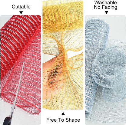 TONIFUL 2 Rolls 10 Inch Sage Green Decorative Mesh Ribbbon Rolls, Fabric Mesh for Mesh Wreath Supplies, Front Door Wreath Crafts Tree Decor Christmas NewYears Halloween Decoration (10 yds/roll) - Crafty Corner