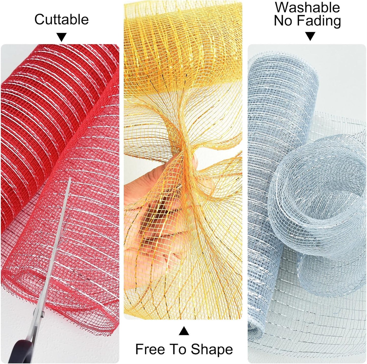 TONIFUL 2 Rolls 10 Inch White Decorative Mesh Ribbbon Rolls, Fabric Mesh for Mesh Wreath Supplies, Front Door Wreath Crafts Tree Decor Christmas NewYears Halloween Decoration (10 yds/roll) - Crafty Corner