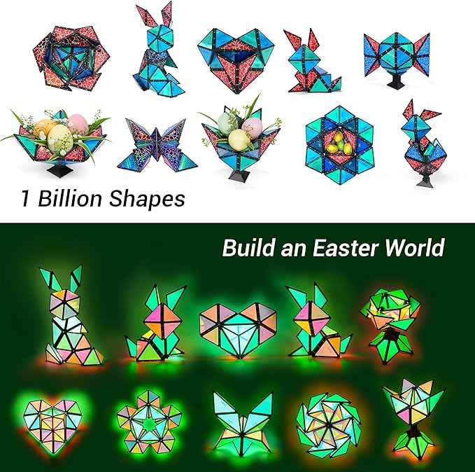 TOSY Magnet Pyramid - 1 Fidget Cube Transforms into 1 Billion Shapes, 243 Rare Earth Magnets, Glowing, Holographic Design, Spinner Accessory, Gift for Christmas Birthday (Set of 1 Stone 1 Glow)