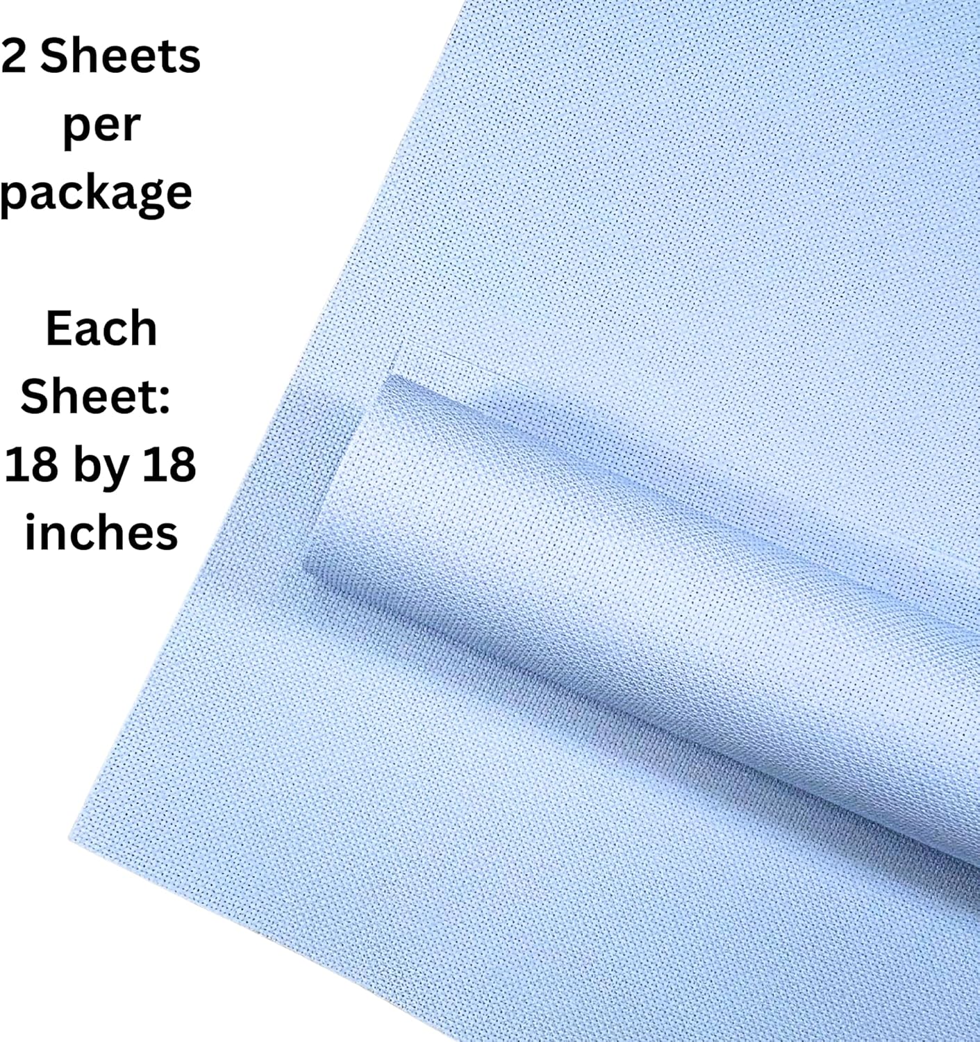 2 Sheets of Light Blue 14 Count Aida Cloth – 18 x 18 Inch Pre-Cut Fabric Squares – Cross Stitch Fabric – 100% Cotton – Ideal for Needlework & Embroidery – The Knotty Unicorn