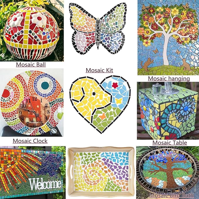 Youway Style Glass Mosaic Tiles for Crafts Bulk,200g Broken Mosaic Glass Pieces for Garden Mosaic Crafts,DIY Mosaic Supplies,Holiday & Spring Mosaic Decorations
