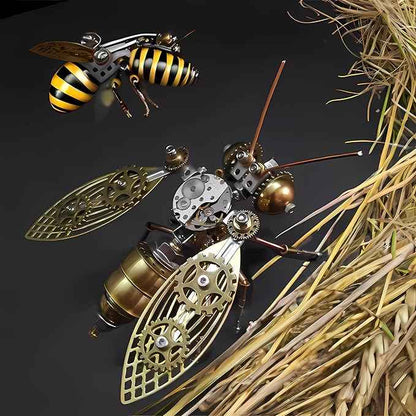 Mechanical Metal DIY 3D Bumblebee Model Kits Puzzle for Adults Insect Brass Puzzle Steampunk Electric Mechanical, Assembly DIY Gift Craft Hobby for Men (Bumblebee)