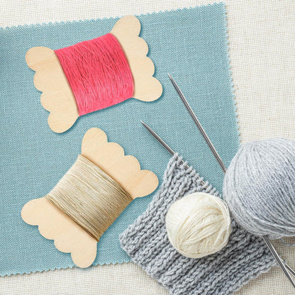 100 Pieces DIY Embroidery Thread Floss Bobbin Organizer Wooden Ribbon Twine Reel for Cross Stitch Cotton Craft Sewing Storage Holder Card