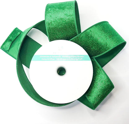 Green Velvet Ribbon 2.5 Inch x 10 Yards for Christmas Tree Topper Home Decoration Wreath Gift Wrapping DIY Craft - Crafty Corner