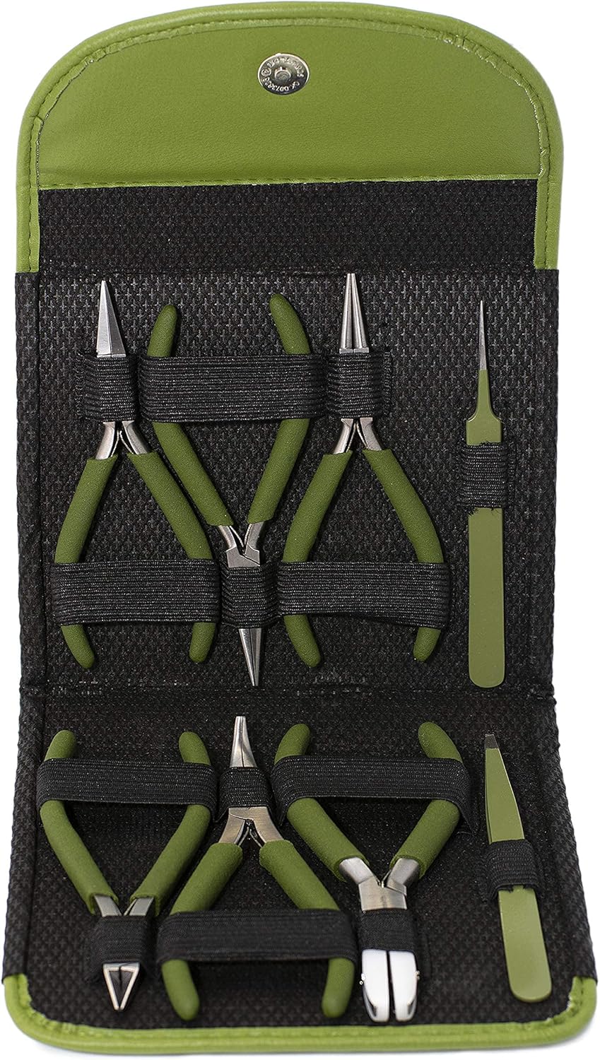 The Beadsmith Fashion Color Pliers – Set of 8 Slimline Color-Coordinated Tools – Matching Clutch in Olive – Jewelry Making Supply Kit to Create Necklaces, Bracelets, Earrings & More - Crafty Corner