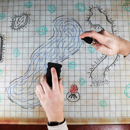 ENHANCE Deluxe RPG Grid Mat - DND Map (24x36in) with Premium Rubber, Non-Slip Grip, No Creasing - Dry Erase DND Mat Set for Masters and Starters, Erasable Parchment with Travel Pouch, Marker Set