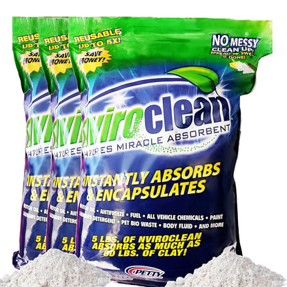 5 LB (Pack of 3) - Absorbs up to 180 LBS! Spill Absorbent & Encapsulant for Oil, Paint, Pet Waste, Chemicals and More.