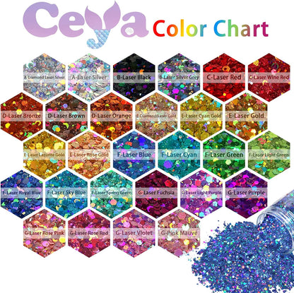 Ceya Holographic Chunky Glitter, 4.9oz/ 140g Green Craft Glitter Powder Mixed Chunky & Fine Flakes Iridescent Nail Sequins for St Patricks Day Party Decor, Epoxy Resin, Tumblers, Slime, Painting