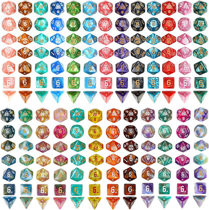 DND Dice Set, 25 X 7 (175 Pieces) Polyhedral D&D Dice Set Three-Color, Two-Color and Monochrome Dice for Dungeons and Dragons with 1 Black Bags