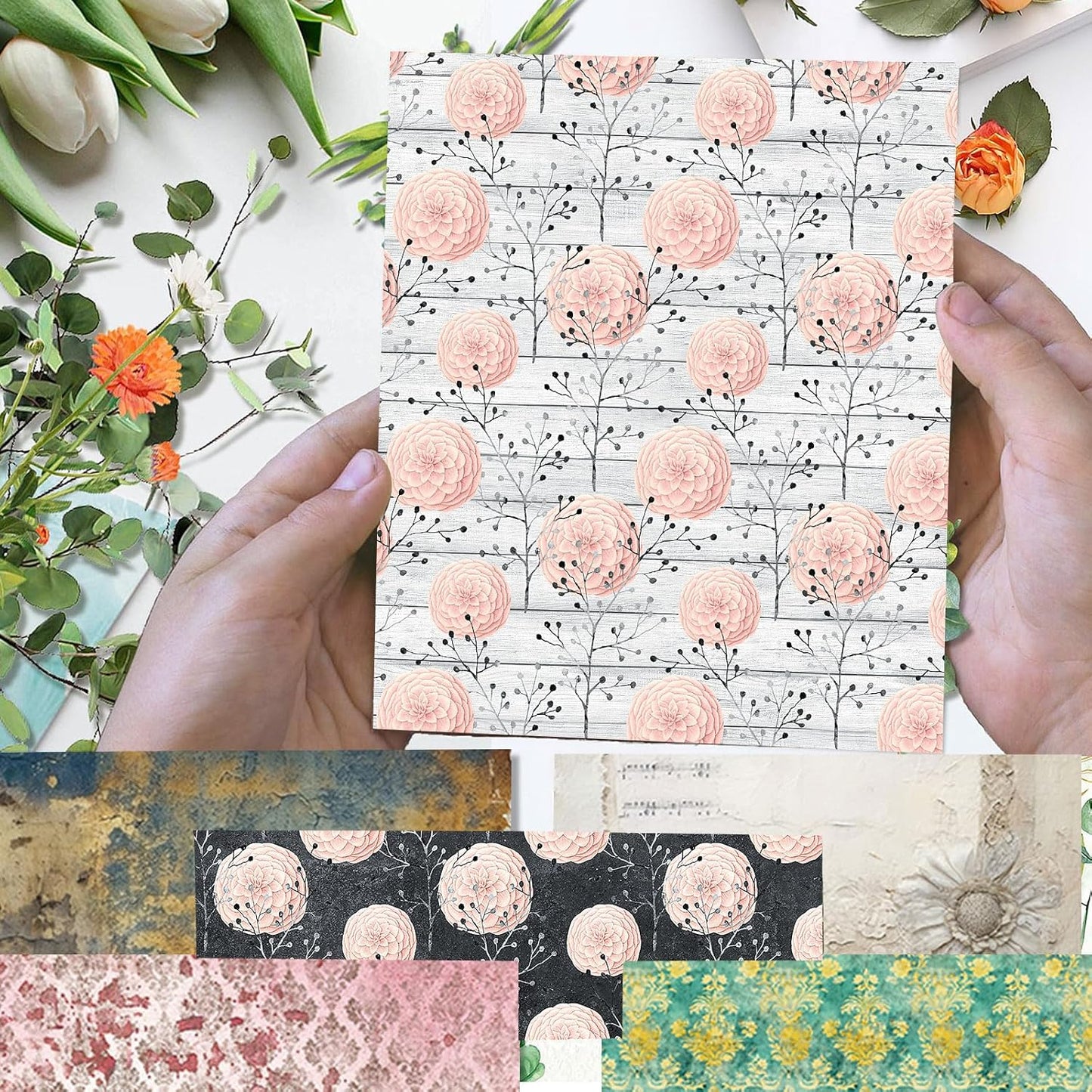 Scrapbook Paper 12x12 inch, 24 Sheets DIY Origami Decorative Craft, Double sided printing, Photo Album Decor Wooden-free Paper for Gift Wrapping Card Making Collage Album Decorative (Green)