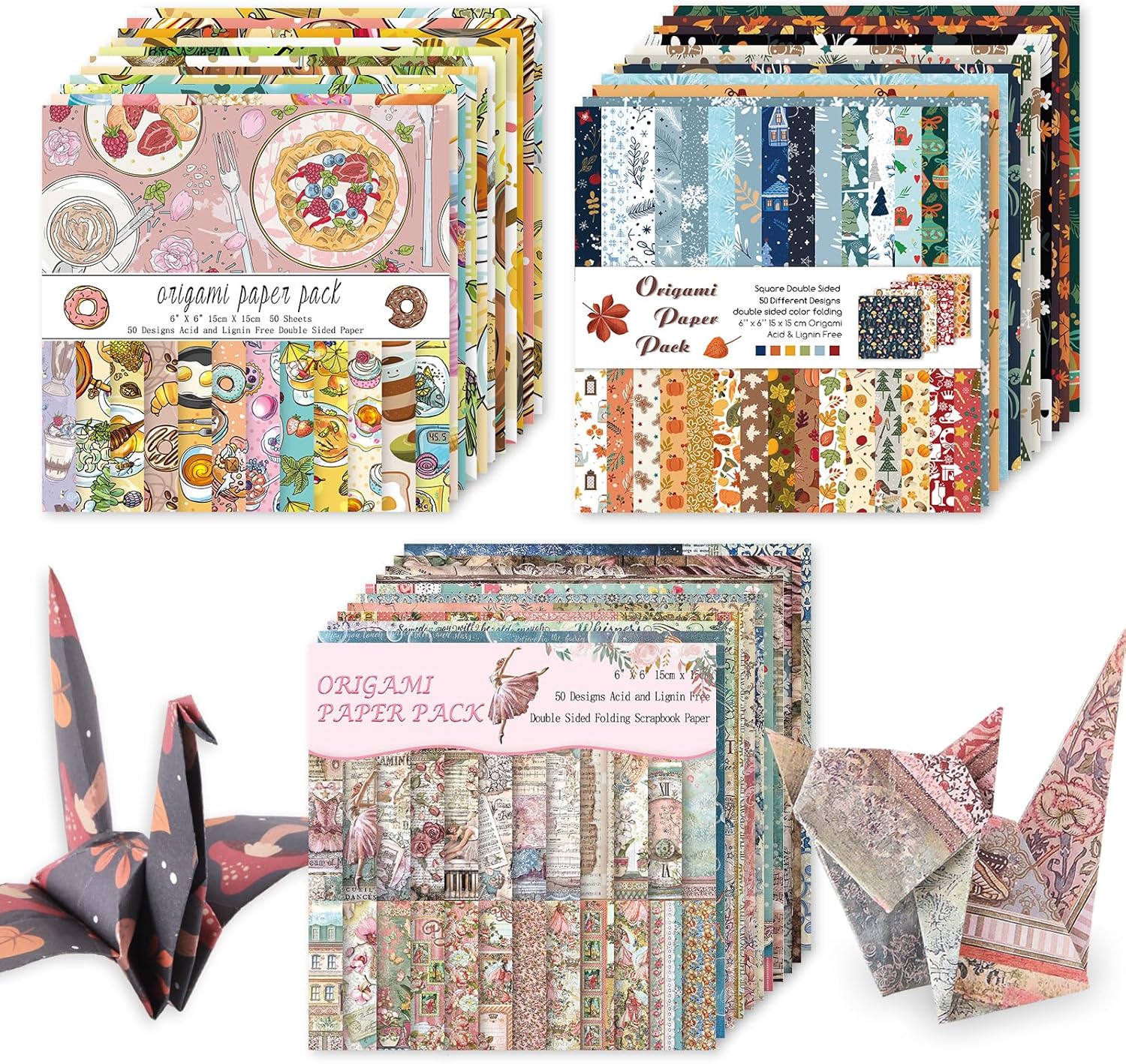 Origami 6x6 Paper Kit 150 Sheets 150 Vivid Colors Double Sided Same Printed Traditional Patterns Square for Arts Crafts Projects Japan Traditional Chiyo.Snack - Crafty Corner