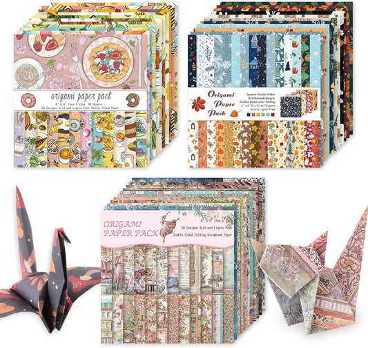 Origami 6x6 Paper Kit 150 Sheets 150 Vivid Colors Double Sided Same Printed Traditional Patterns Square for Arts Crafts Projects Japan Traditional Chiyo.Snack - Crafty Corner