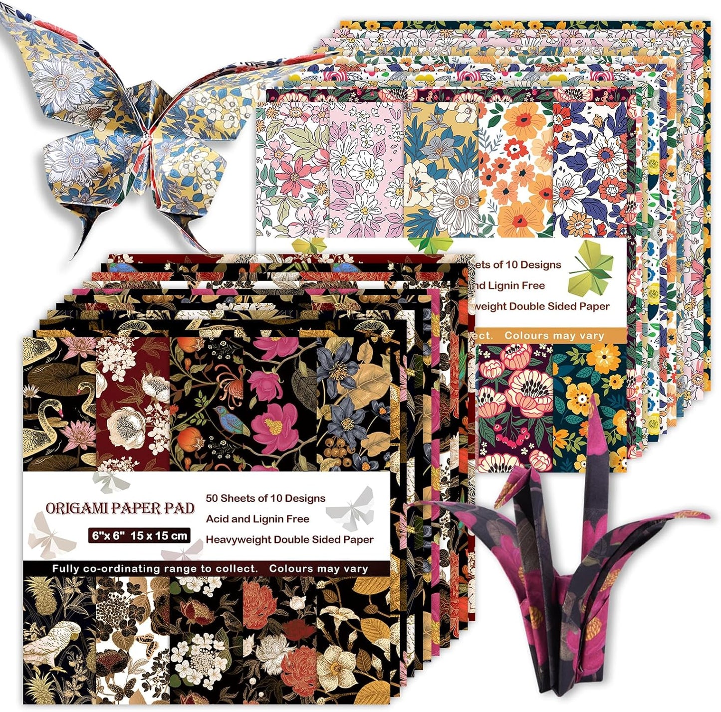 Origami Paper Kit 100 Sheets 6 Inch Square Double Sided Color 20 Vivid Colors for Hand Crafts Origami Paper Arts Creativity.Luxuriant Flowers - Crafty Corner
