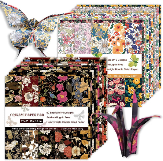 Origami Paper Kit 100 Sheets 6 Inch Square Double Sided Color 20 Vivid Colors for Hand Crafts Origami Paper Arts Creativity.Luxuriant Flowers - Crafty Corner