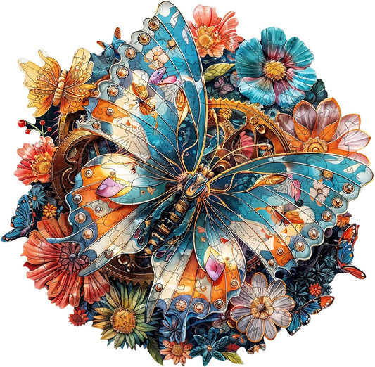 Wooden Puzzles for Adults - Mechanical Butterfly Wood Puzzles Adult - Unique Animal Shape Wooden Jigsaw Puzzles for Adults - Birthday Gifts for Puzzle Lovers, Family (8.4 * 8.4in)