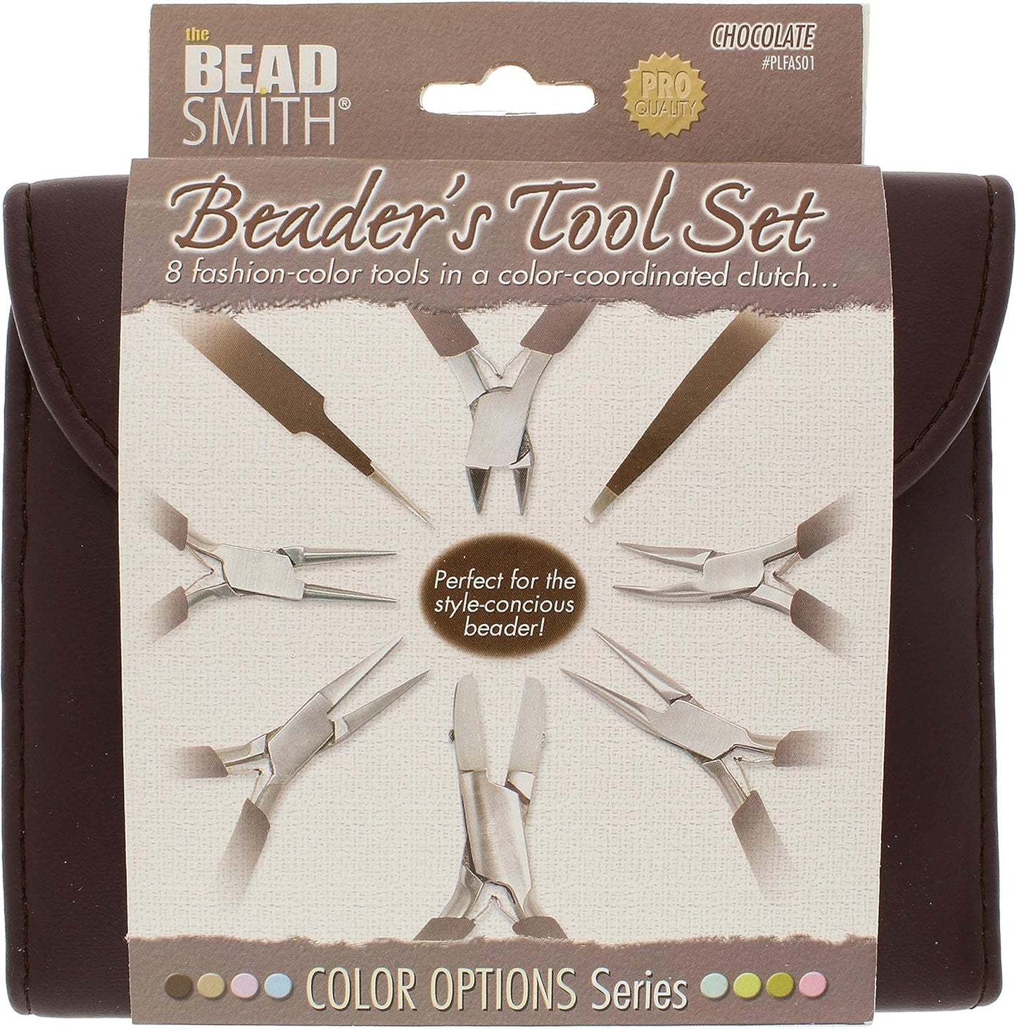 The Beadsmith Fashion Color Pliers – Set of 8 Slimline Color-Coordinated Tools – Matching Clutch in Chocolate – Jewelry Making Supply Kit to Create Necklaces, Bracelets, Earrings & More - Crafty Corner