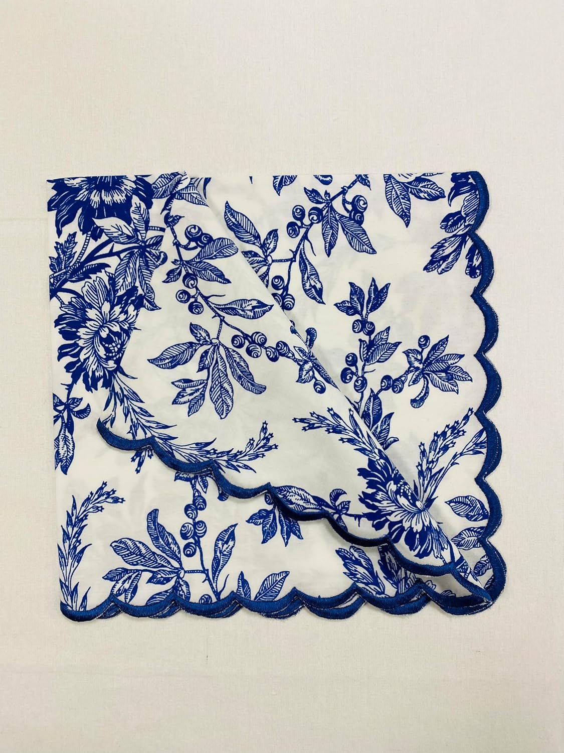 Ridhi Incremental Blue Hand Block Print Napkins 18" x 18" Set of 4 Reusable Cotton Dinner Napkins for Weddings, Parties & Everyday Dining, Thanksgiving, Christmas, Fall
